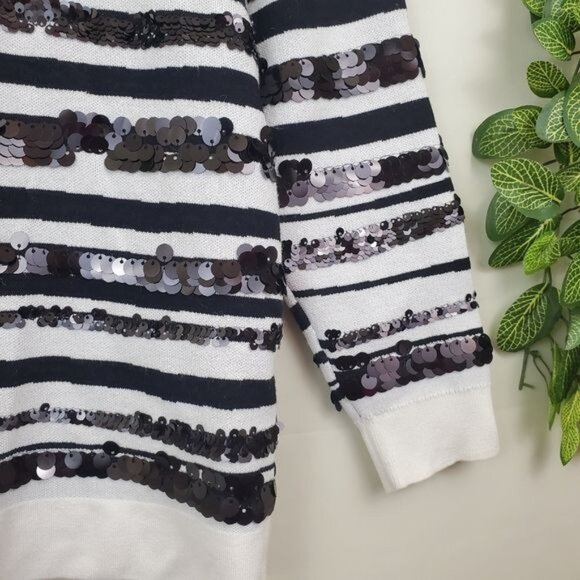 Ann Taylor Sequin Zebra Jacquard Pullover Sweater Blouse Small Stripe Long Sleev - Picture 7 of 10
